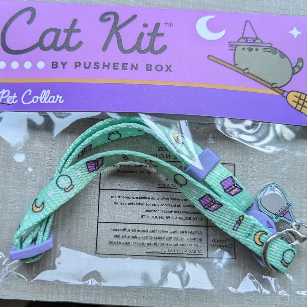 Cat collar with Pusheen mystical designs from the 2024 Fall Pusheen Catkit box